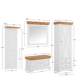 Landhaus Dielenmöbel Set aus Kiefer - Saluts (vierteilig)