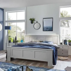 Landhaus Doppelbett in Hellgrau - Ridonna
