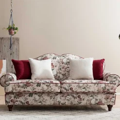 Landhaus Dreisitzer Sofa mit Blumen - Baonga
