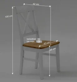 Landhaus Essgruppe Sibiuta in Weiß Kiefer massiv (vierteilig)