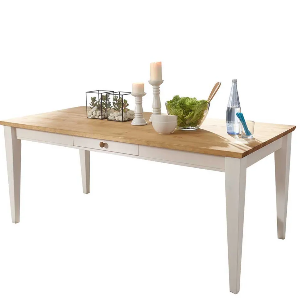 Landhaus Esstisch Elvelina mit Schublade