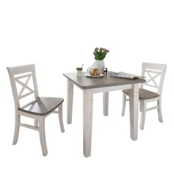 Landhaus Esszimmermöbel Yoan in Weiß-Grau (dreiteilig)