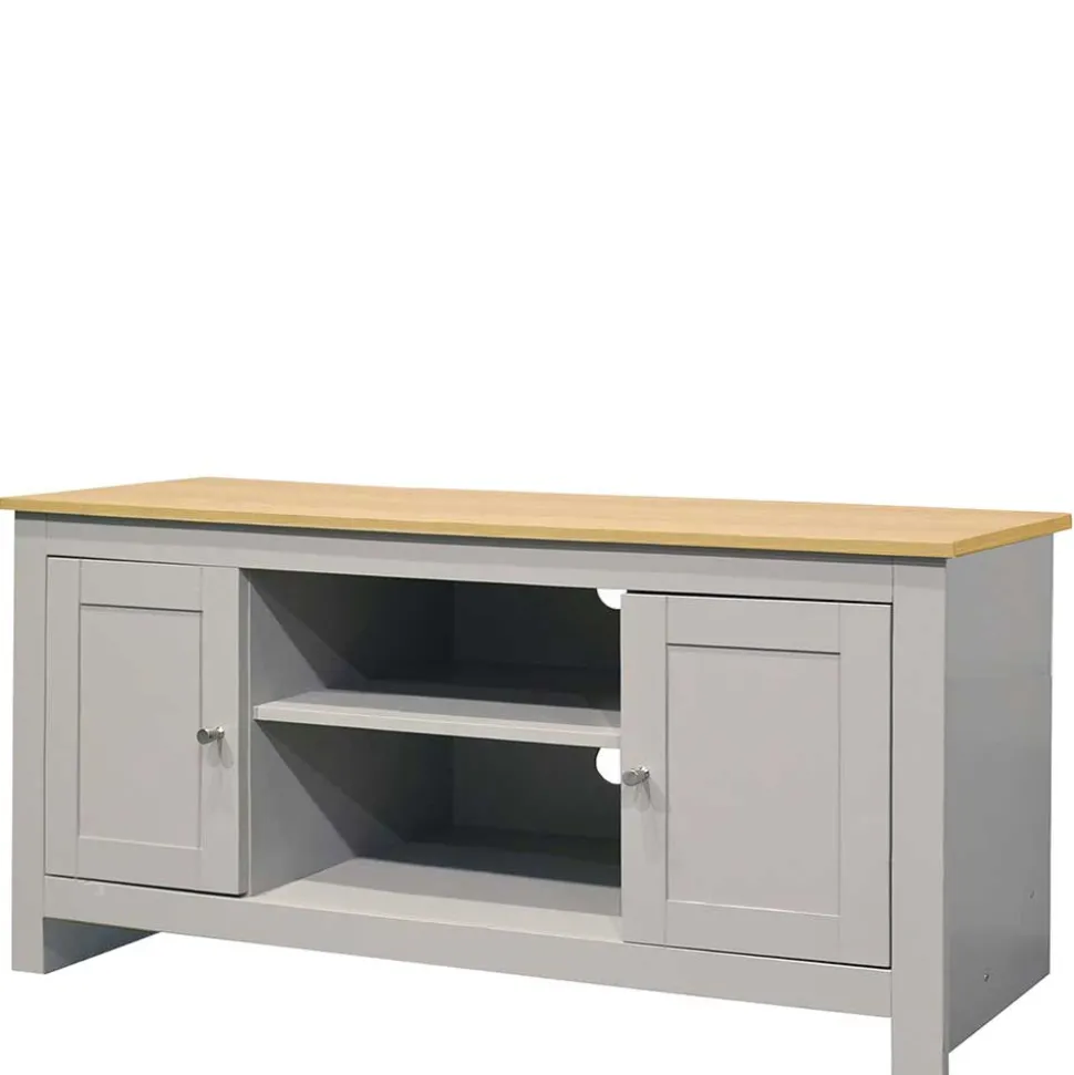 Landhaus Fernseher Unterschrank in Grau & Eiche - Poliesti