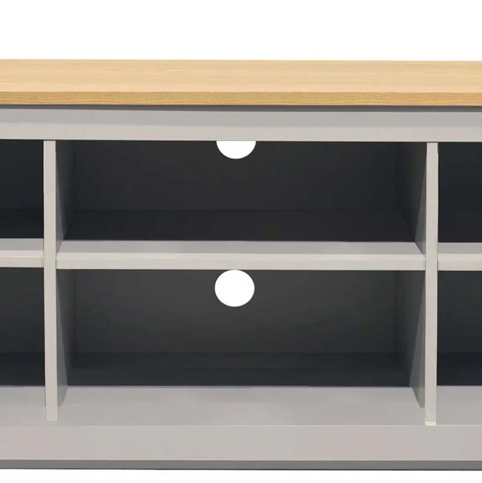 Landhaus Fernseher Unterschrank in Grau & Eiche - Poliesti