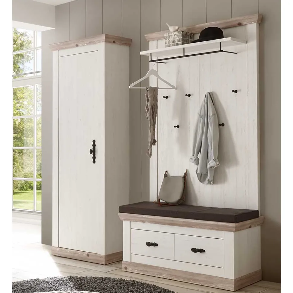 Landhaus Garderoben Möbel zweifarbig - Nedita (dreiteilig)