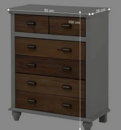 Landhaus Hochkommode mit sechs Schubladen - Veproma