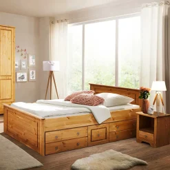 Landhaus Holzbett & Nachttische - Imressa (dreiteilig)