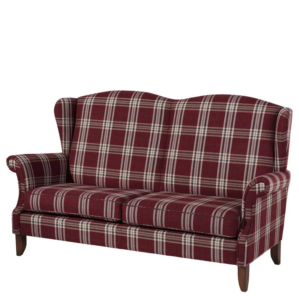 Landhaus Küchensofa in Rot mit Kariert Muster - Matieu