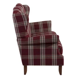 Landhaus Küchensofa in Rot mit Kariert Muster - Matieu