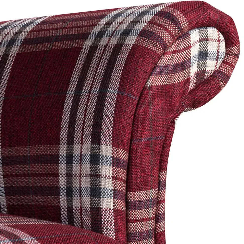 Landhaus Küchensofa in Rot mit Kariert Muster - Matieu