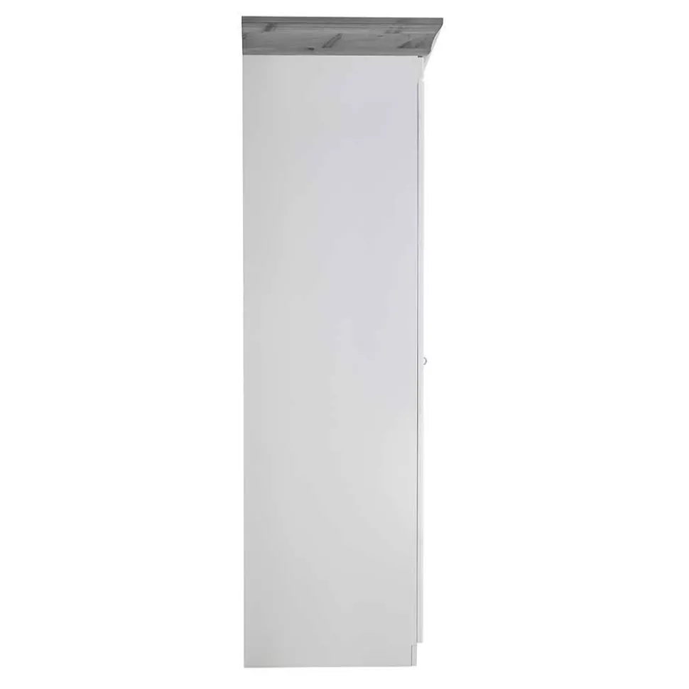 Landhaus Kleiderschrank in Weiß und Kiefer Grau - Caneon