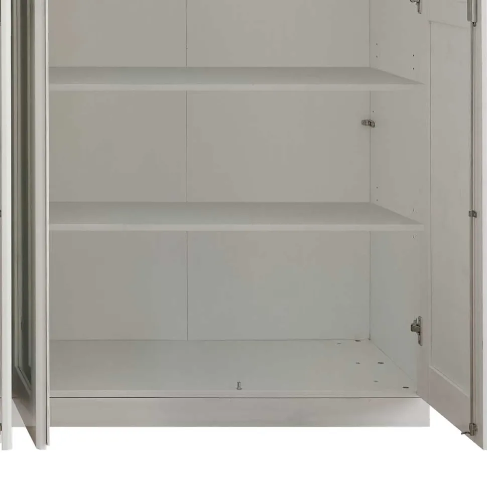 Landhaus Kleiderschrank in Weiß und Kiefer Grau - Caneon