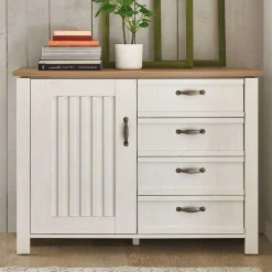Landhaus Kombi-Kommode in Weiß - Malvissa