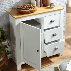 Landhaus Kombikommode in Weiß & Eiche Dekor - Intora