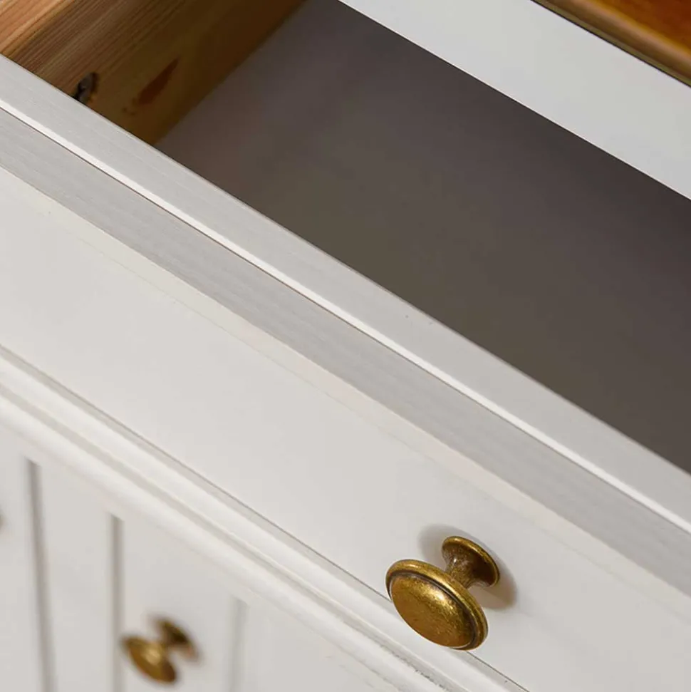 Landhaus Kombikommode in Weiß und Nussbaum - Manipur