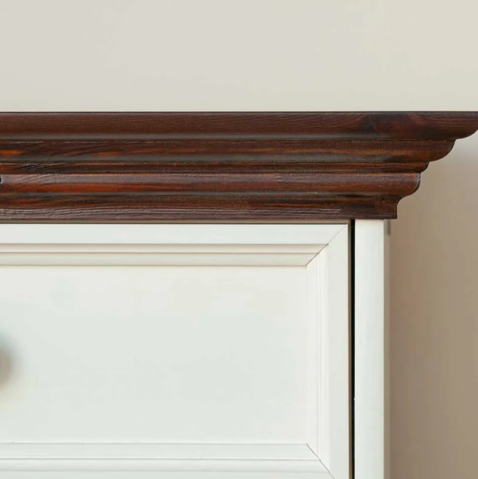 Landhaus Kombikommode in Weiß und Nussbaum - Manipur