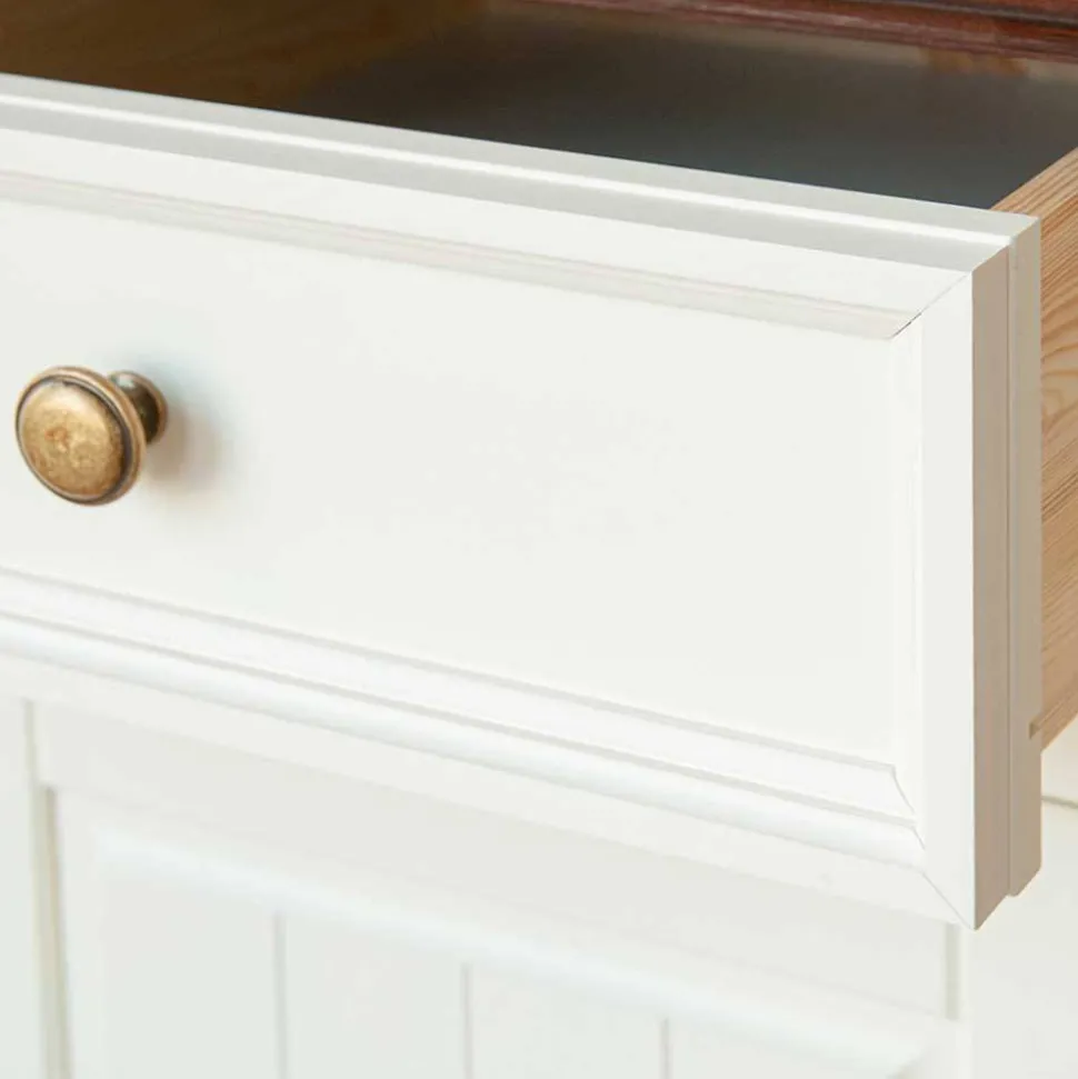 Landhaus Kombikommode in Weiß und Nussbaum - Manipur