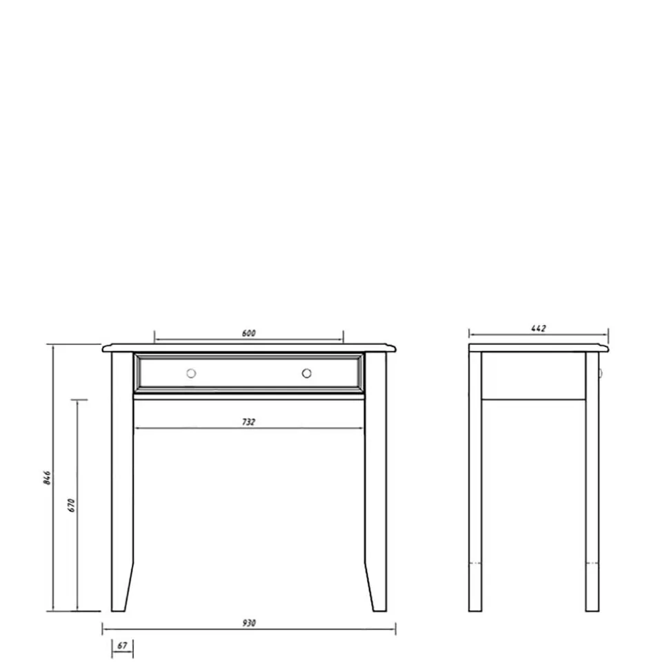 Landhaus Konsolentisch mit Schublade in Weiß - Indico