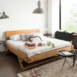 Landhaus Massivholzbett mit Kufen - Fuertun