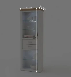 Landhaus MDF Regal mit Glasböden - Samula