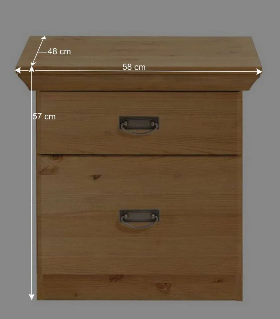 Landhaus Nachtkommode in Kiefer Lauge - Piatra