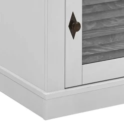 Landhaus Nachtkommode in Weiß & Grau - Urezzas