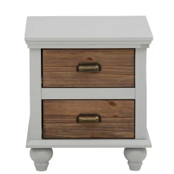 Landhaus Nachtkommode in Holz Braun und Grau - Veproma