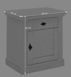 Landhaus Nachtschrank in Weiß - Mira