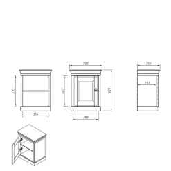 Landhaus Nachtschrank mit Drehtür - Varicano