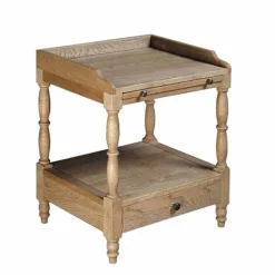 Landhaus Nachttisch in teilmassiver Eiche Vintage Taunton mit Schublade