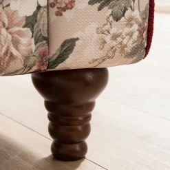 Landhaus Polsterhocker mit Vintage Blumen Muster - Baonga