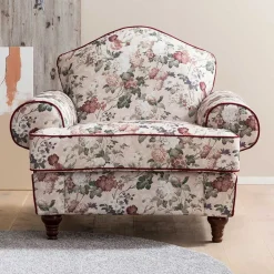 Landhaus Polstersessel mit Vintage Blumen Flair - Baonga