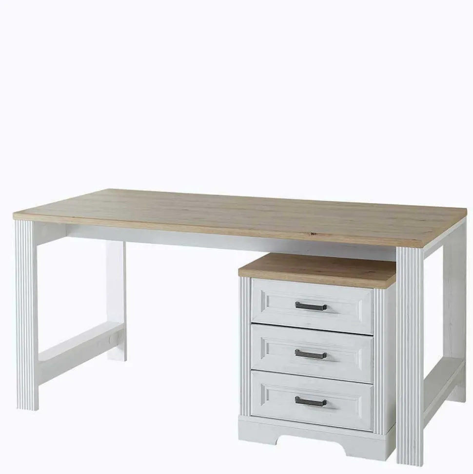 Landhaus Schreibtisch & Rollcontainer - Mehady (zweiteilig)