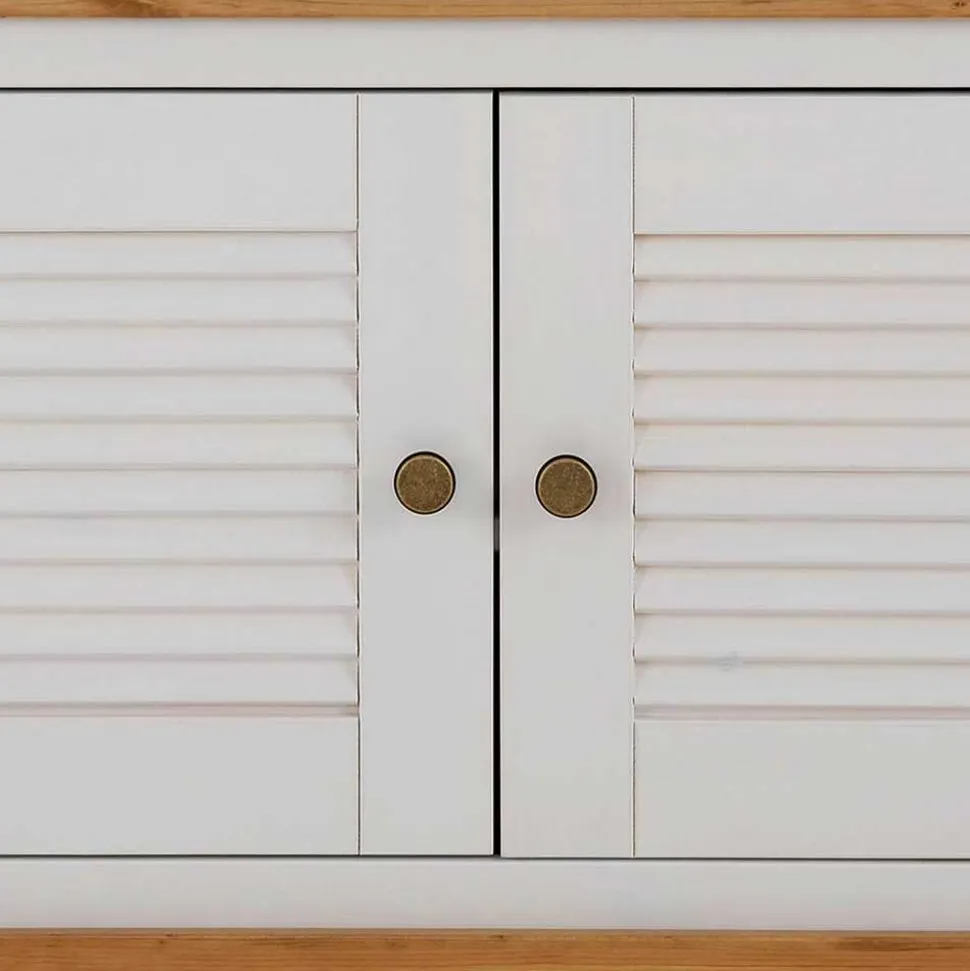 Landhaus Schuhbank in Weiß & Honig - Axdonira