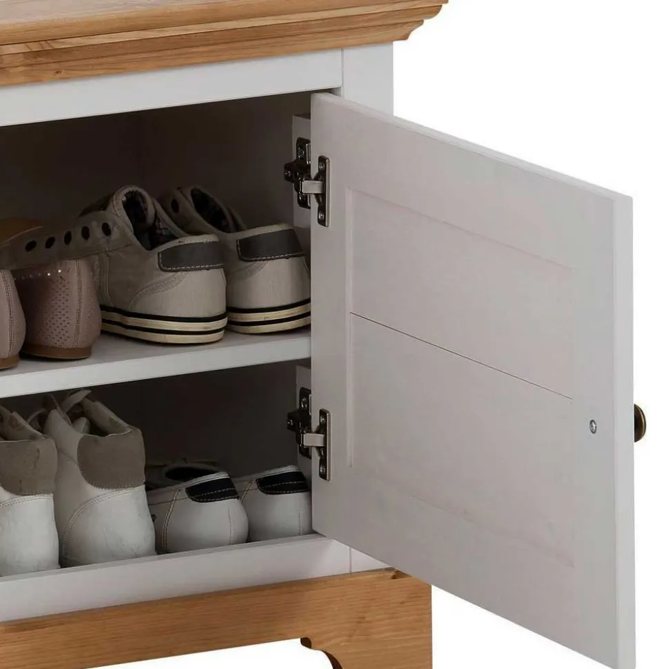 Landhaus Schuhbank in Weiß & Honig - Axdonira