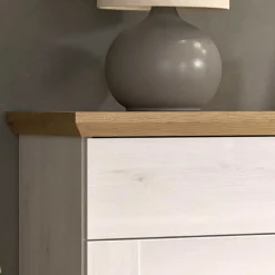 Landhaus Schuhkommode in Holzoptik Lärche Weiß - Tocella