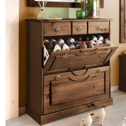 Landhaus Schuhkommode in Dunkelbraun - Yemisa