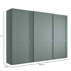 Landhaus Schwebetüren-Schrank in Graugrün - Rajavo