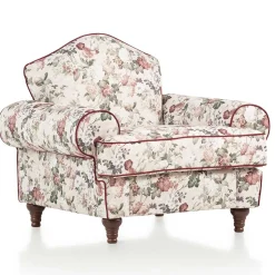 Landhaus Sessel und Hocker Set - Baonga (zweiteilig)