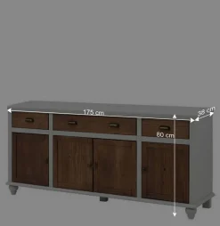 Landhaus Sideboard in Holz Braun - Veproma