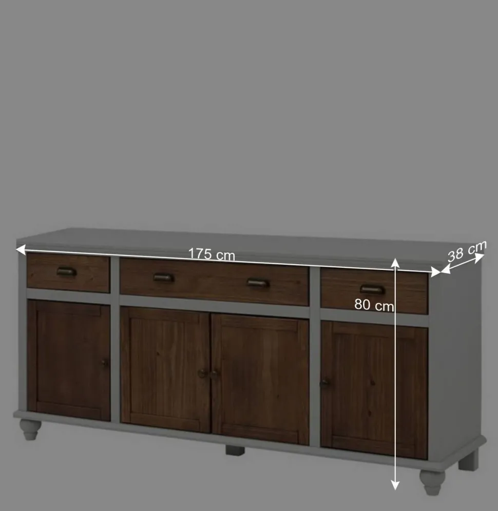 Landhaus Sideboard in Holz Braun - Veproma