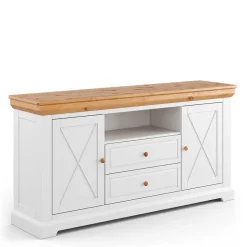 Landhaus Sideboard in Weiß & Natur Kiefer - Saluts