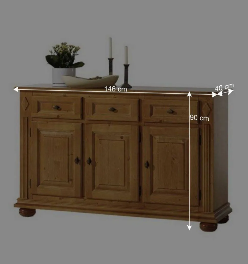 Landhaus Sideboard Terezza aus Fichte Massivholz