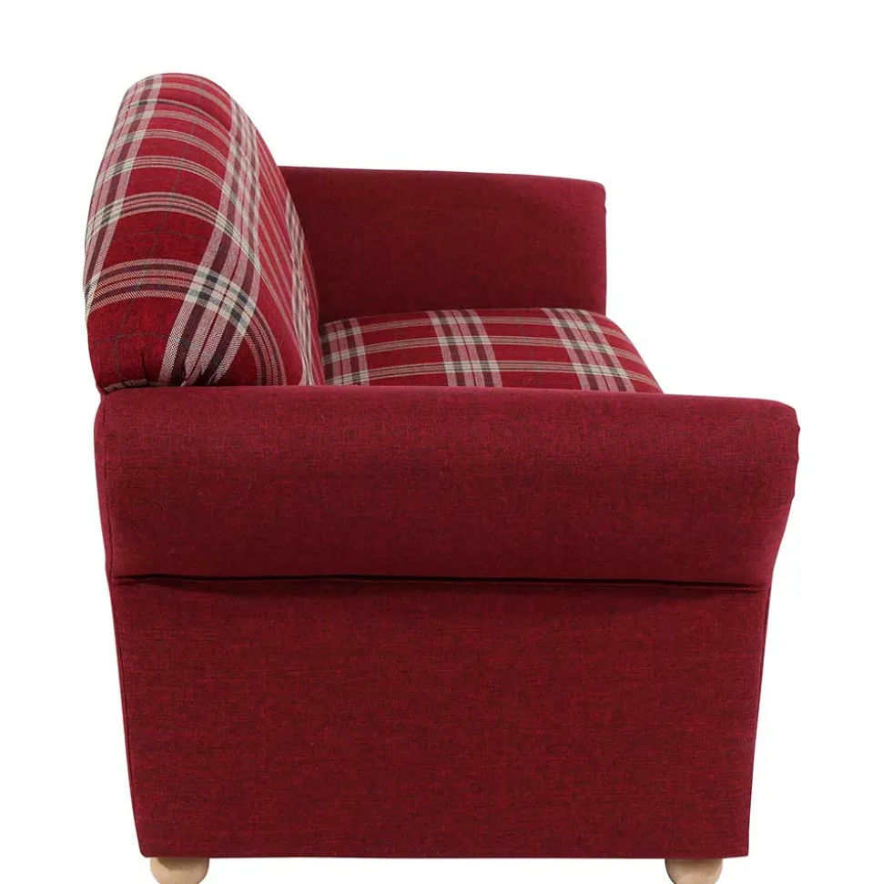 Landhaus Sofa in Rot mit Karomuster - Lyatea