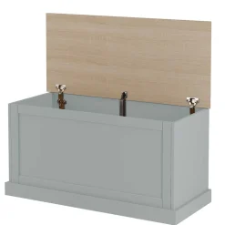 Landhaus Truhe in Grau mit Eiche - Rino