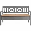 Landhaus Truhenbank Jytte aus Kiefer Grau Braun