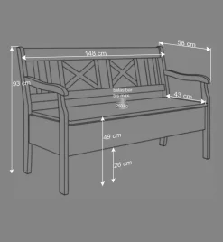 Landhaus Truhenbank Jytte aus Kiefer Grau Braun