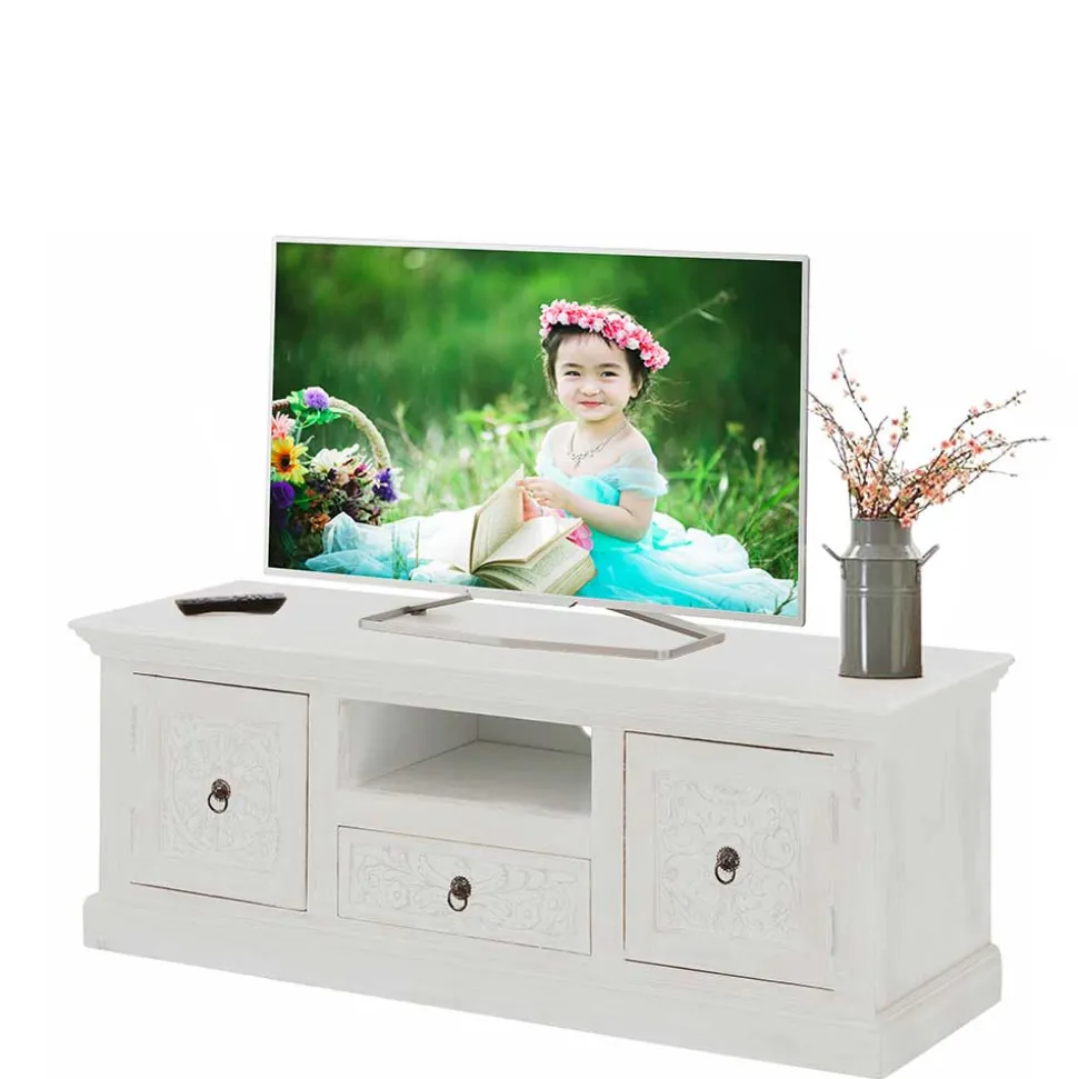 Landhaus TV Board in Weiß lackiert - Lucos