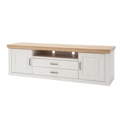 Landhaus TV Element in Weiß & Eichefarben - Samula