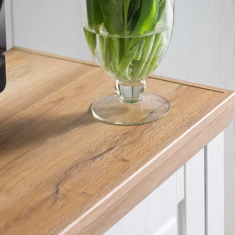 Landhaus TV Element in Weiß & Eichefarben - Samula